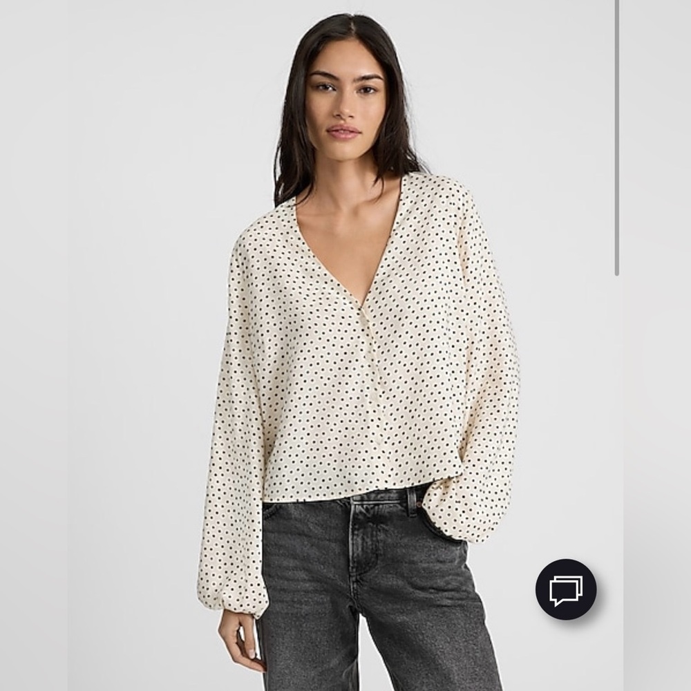Express Black and White Polka Dot Blouse